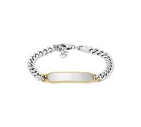 Fossil Bracciale da uomo in acciaio inossidabile con chiusura a moschettone, tonalità argento, Argento e oro