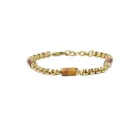 Fossil Bracciale Uomo, Bracciale con tutti i componenti in acciaio inossidabile impilati, L: 220mm, L: 6,5mm, Marrone (Brown), Oro Giallo