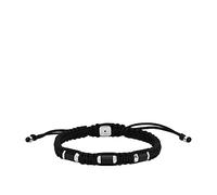 Fossil Bracciale Da Uomo, Lunghezza: 250 mm, Larghezza: 8 mm Bracciale In Acciaio Inossidabile Argento, JF04485040, Nero Ossidiana
