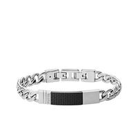 Fossil Bracciale Da Uomo, Lunghezza Interna: 180 mm - 195 mm Bracciale In Acciaio Inossidabile Argento, JF03315040