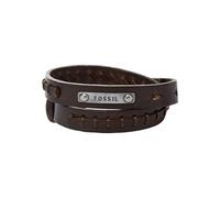 Fossil Bracciale da uomo in pelle JF87354040 doppio avvolgimento marrone 480 mm