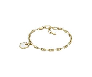 Fossil Bracciale Donna, Bracciale a catena in ottone Heritage, Oro/Bianco (Gold And White)