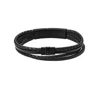 Fossil Bracciale Pelle Nera Jf03098001 - Bracciale