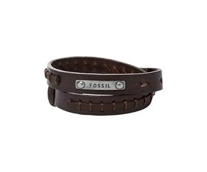 Fossil Bracciale vintage casual da uomo in pelle o acciaio inossidabile con chiusura a moschettone, a fibbia o pieghevole