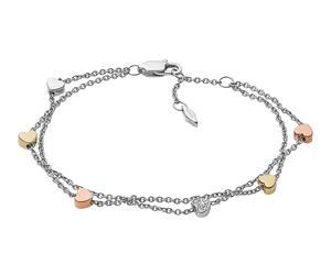 FOSSIL braccialetto Double-Row Heart Bracelet Silver