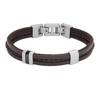 Fossil bracciale da uomo in acciaio inossidabile o pelle con chiusura a libro