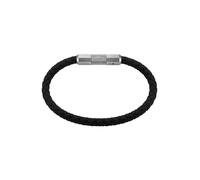 Fossil Bracciale da uomo in pelle o acciaio inossidabile con chiusura regolabile, Nero