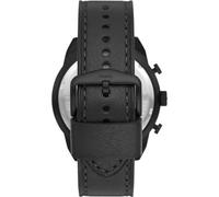 Fossil Orologio Bronson da uomo, movimento cronografo, cassa 50 mm in acciaio inossidabile nero con cinturino in pelle, FS5874, Nero e grigio