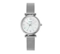 Fossil Carlie Watch for Women, Silver tone Quartz three hand movement with Stainless steel Strap