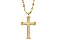 Fossil Collana con pendente All Stacked Up da uomo in acciaio color oro, JF04701710, Oro Miele