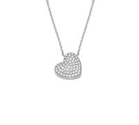 Fossil Collana con pendente Sadie Glitz Heart da donna in acciaio, JF04674040, Tono Argento