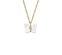 Fossil Collana da donna Radiant Wings Collana a catena in madreperla bianca, Lunghezza: 406mm+60mm, Larghezza: 13,2mm, Altezza: 11mm, JF04424710