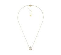 Fossil Collana da donna Acciaio inox tono oro chiusura moschettone ciondolo rotondo Bianco perla