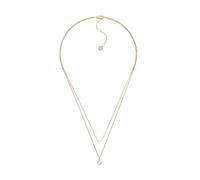 Fossil Collana da donna in acciaio inossidabile con chiusura a moschettone, tono oro, con ciondolo rotondo