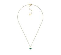 Fossil Collana da donna in acciaio inossidabile, tonalità oro, con chiusura a moschettone e ciondolo a forma di cuore, Verde e oro