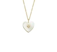 Fossil Collana da donna in acciaio inossidabile, tonalità oro, con chiusura a moschettone e ciondolo a forma di cuore, Oro tenue