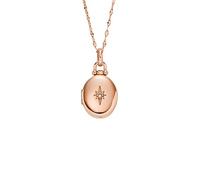Fossil Collana da donna Locket Collection in acciaio inossidabile tonalità oro rosa, lunghezza: 450mm+50mm, JF04429791