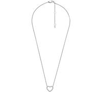 Fossil Collana da donna Sadie Open Hearted in acciaio inox, JF04333040, Length: 406mm+50mm, Width: 12.8mm, Height: 11.8mm, Acciaio inossidabile, Nessuna pietra preziosa, Argento Lucido