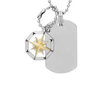 Fossil Collana da uomo in acciaio inossidabile con chiusura a moschettone Dog tag, Argento chiaro
