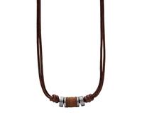 Fossil Collana Da Uomo Vintage Casual, Collana In Pelle Marrone, JF00899797
