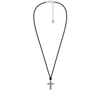 Fossil Machine Collana da uomo in pelle nera, JF05006040