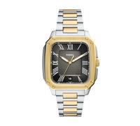 Fossil Crosby FS6123 Orologio da uomo in acciaio inox bicolore con tre lancette e data, Bicolore