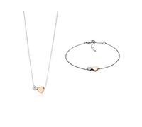 Fossil Donna Acciaio Inossidabile Collana con Ciondolo JF03097998 + Bracciale Donna Acciaio Inossidabile JF03095998