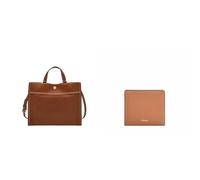 Fossil Donna Carmen Borsa in pelle marrone e portafoglio Logan in similpelle, Set