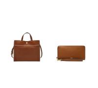 Fossil Donna Carmen Borsa in pelle marrone e portafoglio Logan, Set