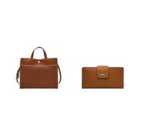 Fossil Donna Carmen Borsa in pelle marrone e portafoglio Logan, Set