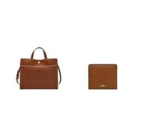Fossil Donna Carmen Borsa in pelle marrone e portafoglio Logan, Set