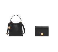 Fossil Donna Jessie Borsa in pelle nera e portafoglio Lennox, Set