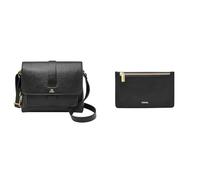 Fossil Donna Kinley Borsa in pelle nera e portafoglio Logan, Set