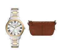 Fossil Donna Orologio in Acciaio Inossidabile Bicolore Gilmore e Borsa Jolie Marrone, Set