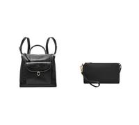 Fossil Donna Parker Borsa in pelle nera e pochette, Set