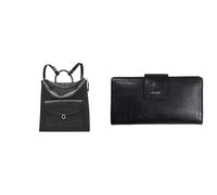 Fossil Donna Parker Borsa in pelle nera e portafoglio Logan in similpelle, Set