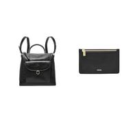 Fossil Donna Parker Borsa in pelle nera e portafoglio Logan, Set