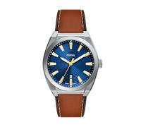 Fossil Everett - Orologio da uomo a tre lancette in acciaio inossidabile al quarzo, Marrone/Argento/Blu, 42MM