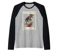 Fossil Fuel Forever T-Rex V8 Engine Anti EV Car Ragazzi Umorismo Maglia con Maniche Raglan