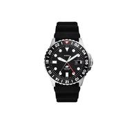 Fossil Orologio da uomo blu GMT in acciaio inox e silicone, doppio fuso orario, colore: nero silicone (modello: FS6036), nero, One Size, Fossil Orologio GMT Silicone Nero Blu - FS6036
