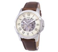 Fossil Grant Automatico Quadrante Scheletrato Beige ME3099 50M Orologio Uomo