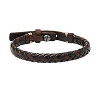 Fossil Bracciale da uomo in pelle o acciaio inossidabile con chiusura regolabile, Marrone caffè