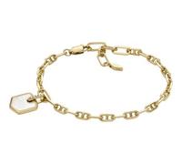 Fossil Bracciale Donna, Bracciale a catena in ottone Heritage, Oro/Bianco (Gold And White)
