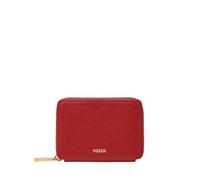 Fossil Logan Portafoglio clutch in pelle o poliestere per donna, 10.16 cm L x 1.91 cm W x 7.62 cm H, Rosso scuro