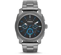 Fossil Orologio Machine da uomo, movimento cronografo al quarzo, cassa in acciaio inossidabile fumé da 45 mm con bracciale in acciaio inossidabile, FS4931, Grigio e blu