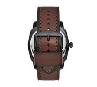 Fossil Orologio Machine da uomo, movimento al quarzo, cassa in acciaio inossidabile nera da 49 mm con cinturino in pelle Pro-Planet, FS5972, Marrone e nero