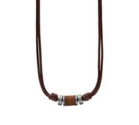 Fossil Necklace for Men Stainless steel and leather necklace