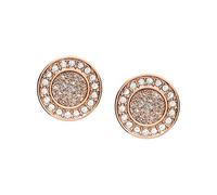 Fossil Orecchini da donna in acciaio inossidabile o semipreziosi con chiusura a moschettone, Oro Rosa con Glitter