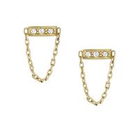 Fossil Orecchini da donna in acciaio inossidabile, tonalità oro, con chiusura a perno/studente