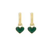 Fossil Orecchini da donna in acciaio inossidabile tono oro con chiusura a cerchio, Oro e verde